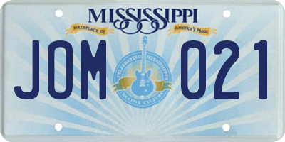 MS license plate JOM021