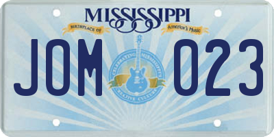 MS license plate JOM023