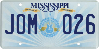 MS license plate JOM026
