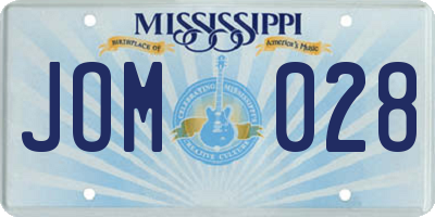 MS license plate JOM028