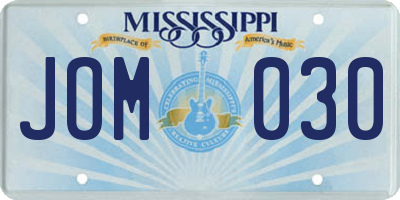MS license plate JOM030