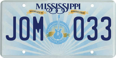 MS license plate JOM033