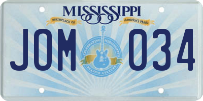 MS license plate JOM034