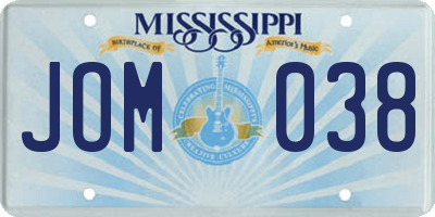 MS license plate JOM038