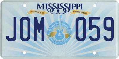 MS license plate JOM059