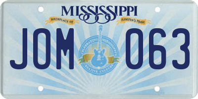 MS license plate JOM063