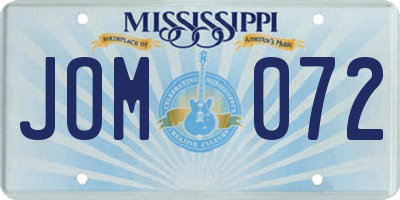 MS license plate JOM072