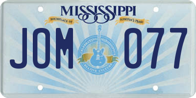 MS license plate JOM077