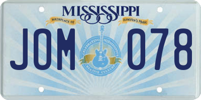 MS license plate JOM078