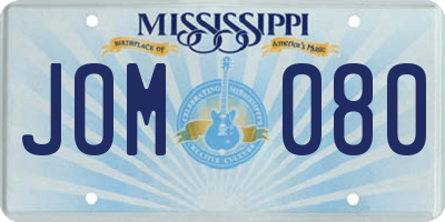 MS license plate JOM080