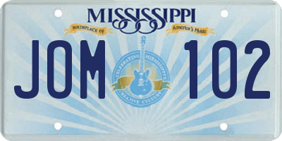 MS license plate JOM102