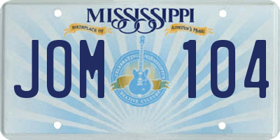 MS license plate JOM104
