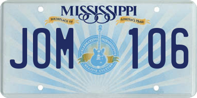 MS license plate JOM106