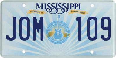 MS license plate JOM109