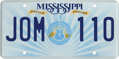 MS license plate JOM110