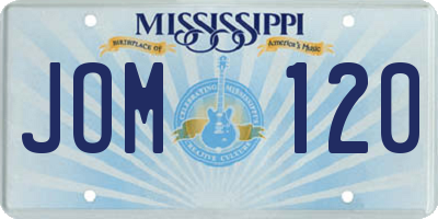 MS license plate JOM120