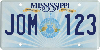 MS license plate JOM123