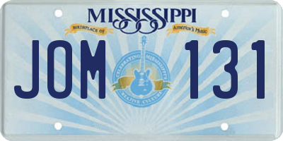 MS license plate JOM131