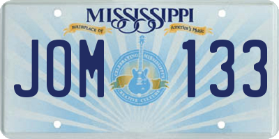 MS license plate JOM133