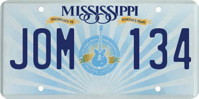 MS license plate JOM134