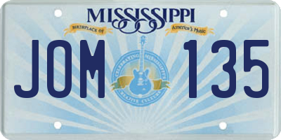 MS license plate JOM135