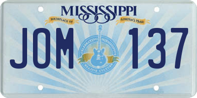 MS license plate JOM137