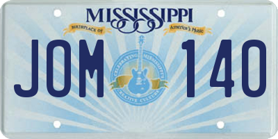 MS license plate JOM140