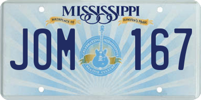 MS license plate JOM167