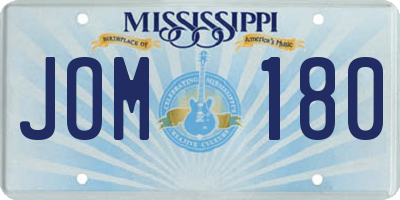 MS license plate JOM180