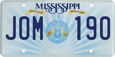 MS license plate JOM190
