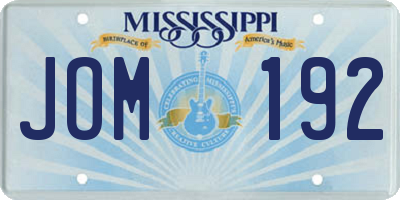 MS license plate JOM192