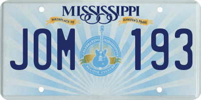 MS license plate JOM193