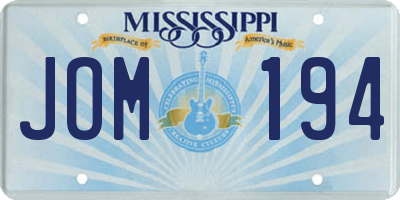 MS license plate JOM194