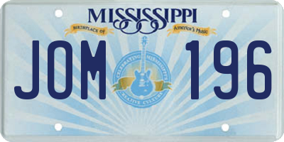 MS license plate JOM196