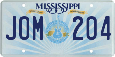 MS license plate JOM204