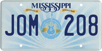 MS license plate JOM208