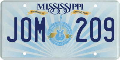 MS license plate JOM209