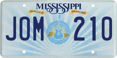 MS license plate JOM210