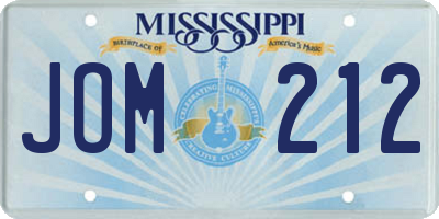 MS license plate JOM212