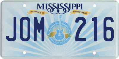 MS license plate JOM216