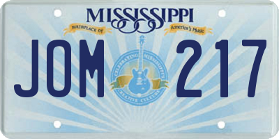 MS license plate JOM217