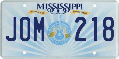 MS license plate JOM218