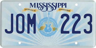 MS license plate JOM223