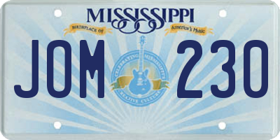 MS license plate JOM230