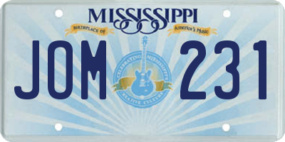 MS license plate JOM231