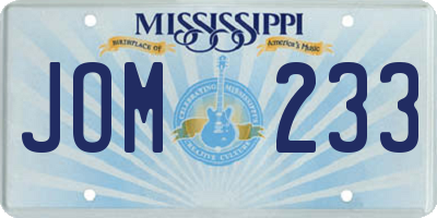 MS license plate JOM233
