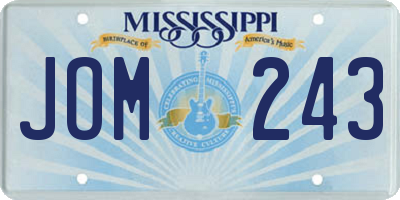 MS license plate JOM243