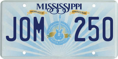 MS license plate JOM250