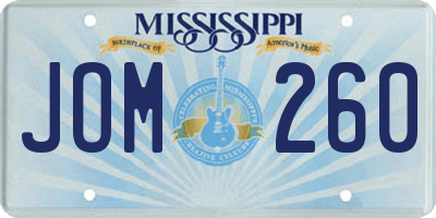 MS license plate JOM260
