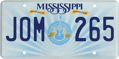 MS license plate JOM265